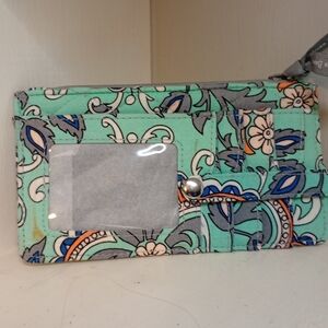 Vera Bradley Teal and Gray Patterned Wristlet